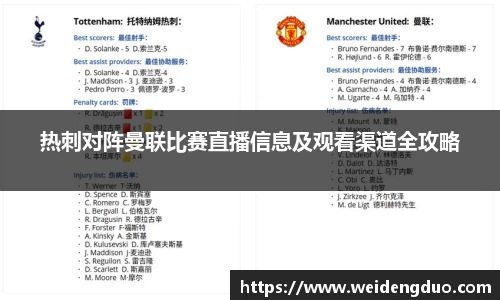 热刺对阵曼联比赛直播信息及观看渠道全攻略